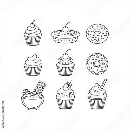 Desserts & Sweet Foods Flat Design Icon Set