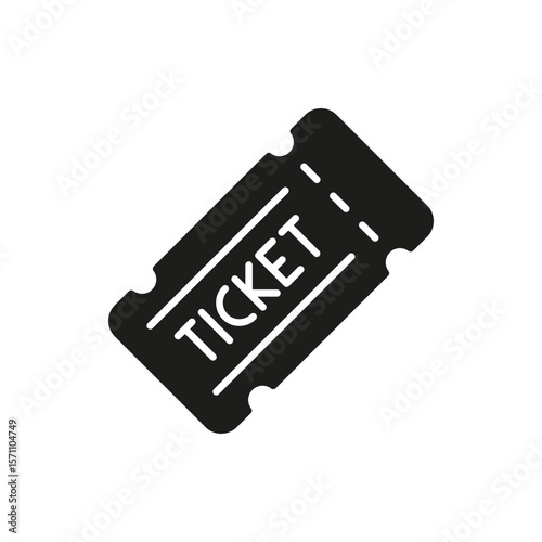 Ticket Solid Icon. Event Admission, Entry Pass, And Entertainment Access Silhouette Symbol. Ticketing System And Reserved Seating. Isolated Vector Illustration