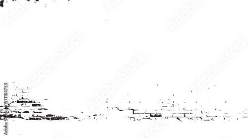 Abstract black and white image featuring a distressed brick wall texture at the bottom edge of frame