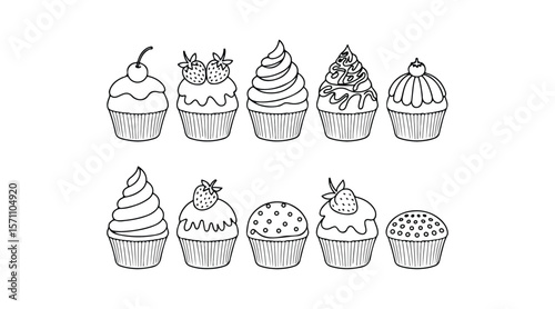 Desserts & Sweet Foods Flat Design Icon Set