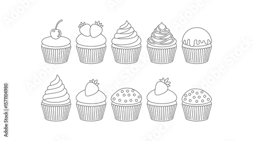 Desserts & Sweet Foods Flat Design Icon Set