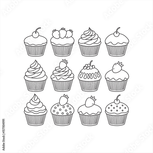 Desserts & Sweet Foods Flat Design Icon Set