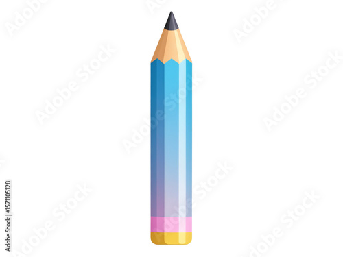 A gradient blue pencil with a pink base and sharpened tip, designed in a smooth, modern style. Ideal for creative drawing, sketching, and artistic projects.