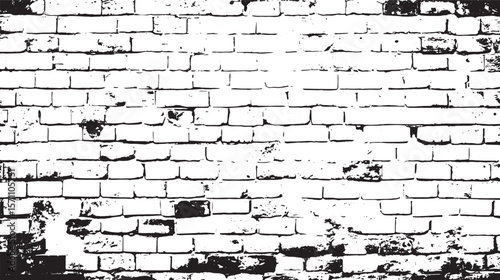 A monochrome image depicting a brick wall with visible wear and tear in a high contrast style