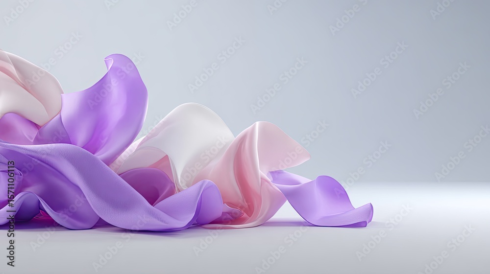 Soft Flowing Fabric in Shades of Lavender and Pink on Smooth Surface Soft Flowing Fabric in Shades of Lavender and Pink on Smooth Surface