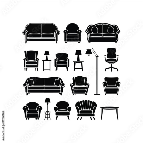 set of furniture icon