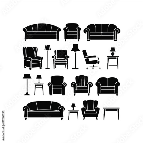 set of furniture icon
