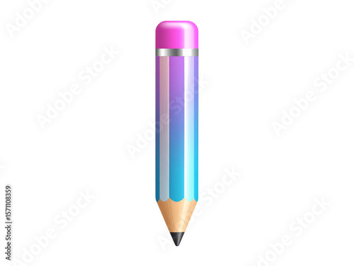 A colorful illustration of a pencil, showing its eraser, body, and point.