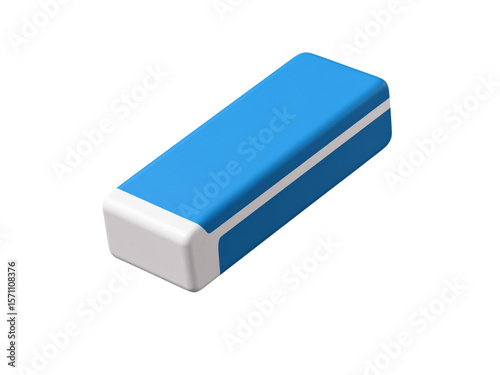 A blue and white rectangular portable power bank, isolated on a white background.