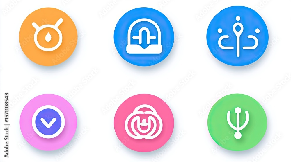 Obraz premium Colorful Set of Abstract Symbols with 3D Effect