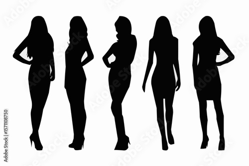 Group of Businesswomen Silhouettes – Professional Women Vector Set Isolated on White Background
