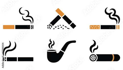 Obraz na plátně Cigarette Smoking Icon Set