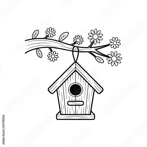 bird house with flowers