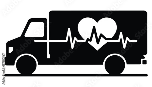 Ambulance Heartbeat Icon Vector

