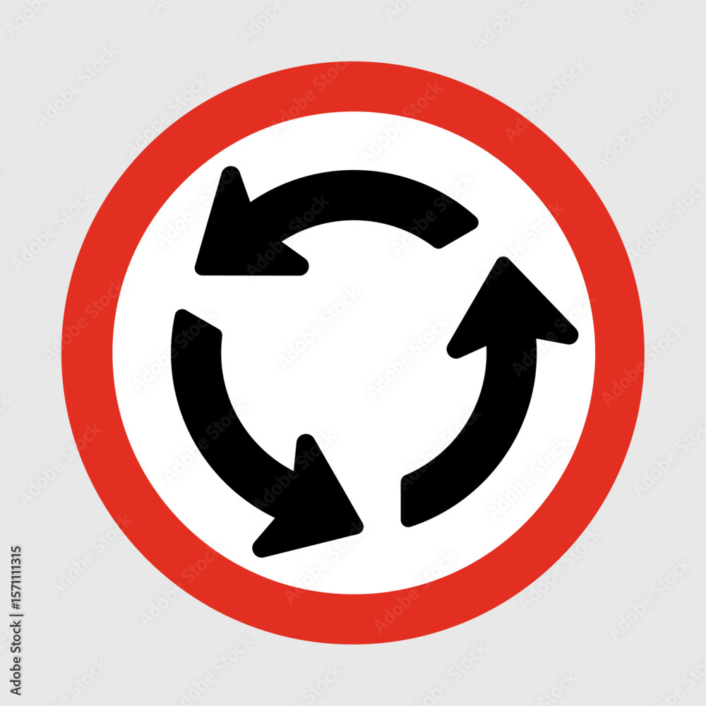 Roundabout Ahead – Mandatory Traffic Sign Vector Icon Roundabout Ahead – Mandatory Traffic Sign Vector Icon