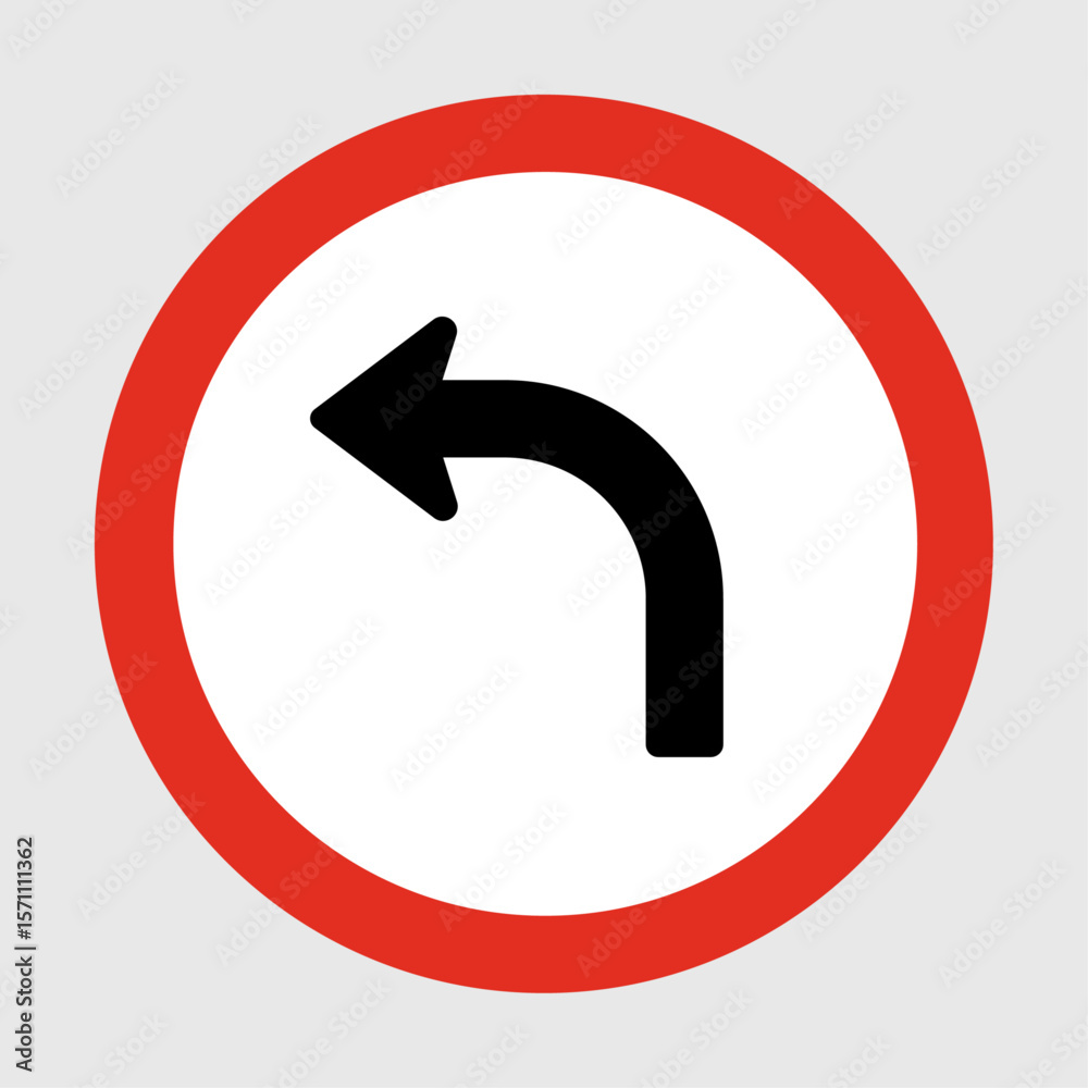 Left Turn Only – Mandatory Direction Traffic Sign Vector Icon Left Turn Only – Mandatory Direction Traffic Sign Vector Icon