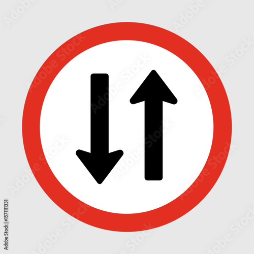 Two-Way Traffic – Mandatory Road Sign Vector Icon