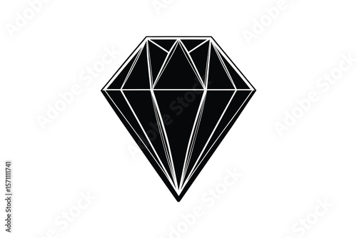 Elegant Diamond Gemstone Silhouette Design on White Background