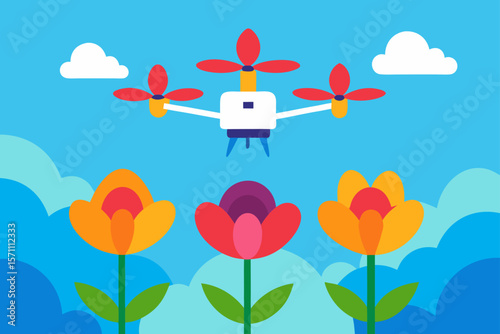 Aerial Drone View Of Vibrant Blooming Flowers Serene Background