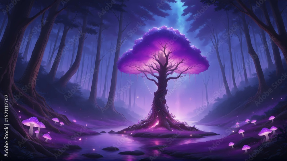 Fototapeta premium Fantasy Forest and Glowing Mushrooms Vol.61