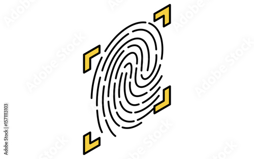Fingerprint authentication, Crime Prevention and Home Security Isometric Icon