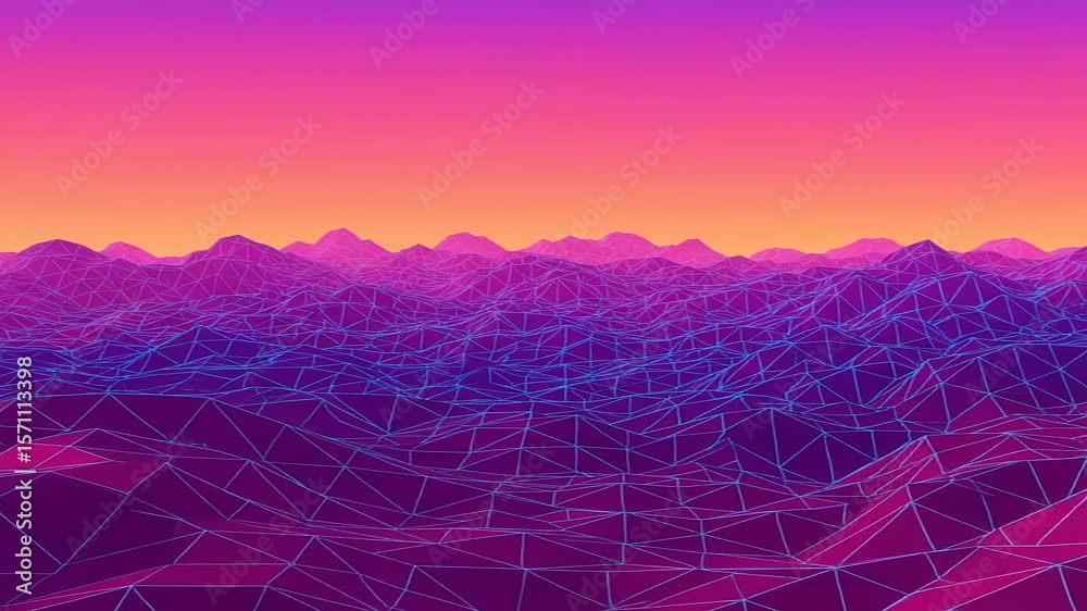 Wireframe landscape with vibrant colors