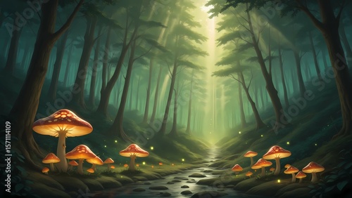 Fantasy Forest and Glowing Mushrooms Vol.33