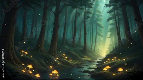 Fantasy Forest and Glowing Mushrooms Vol.31