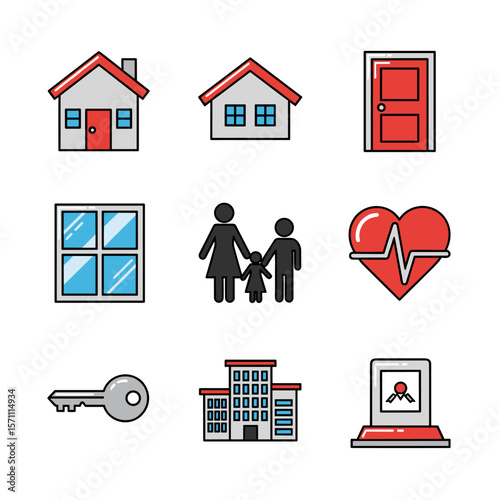 Home Icon Set in a Cozy, Welcoming Style