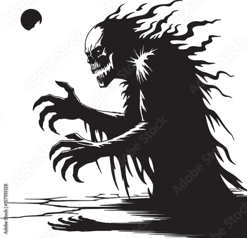 flying ghost silhouette art design illustration premium quality