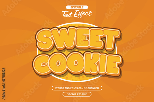 Sweet cookie editable text effect with brown cartoon text style