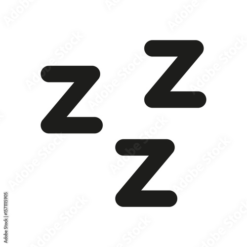 Zzz Sleep Symbol Solid Icon. Rest, Relaxation, And Sleep Indication Silhouette Symbol. Sleepy, Nap, And Snooze Representation. Isolated Vector Illustration