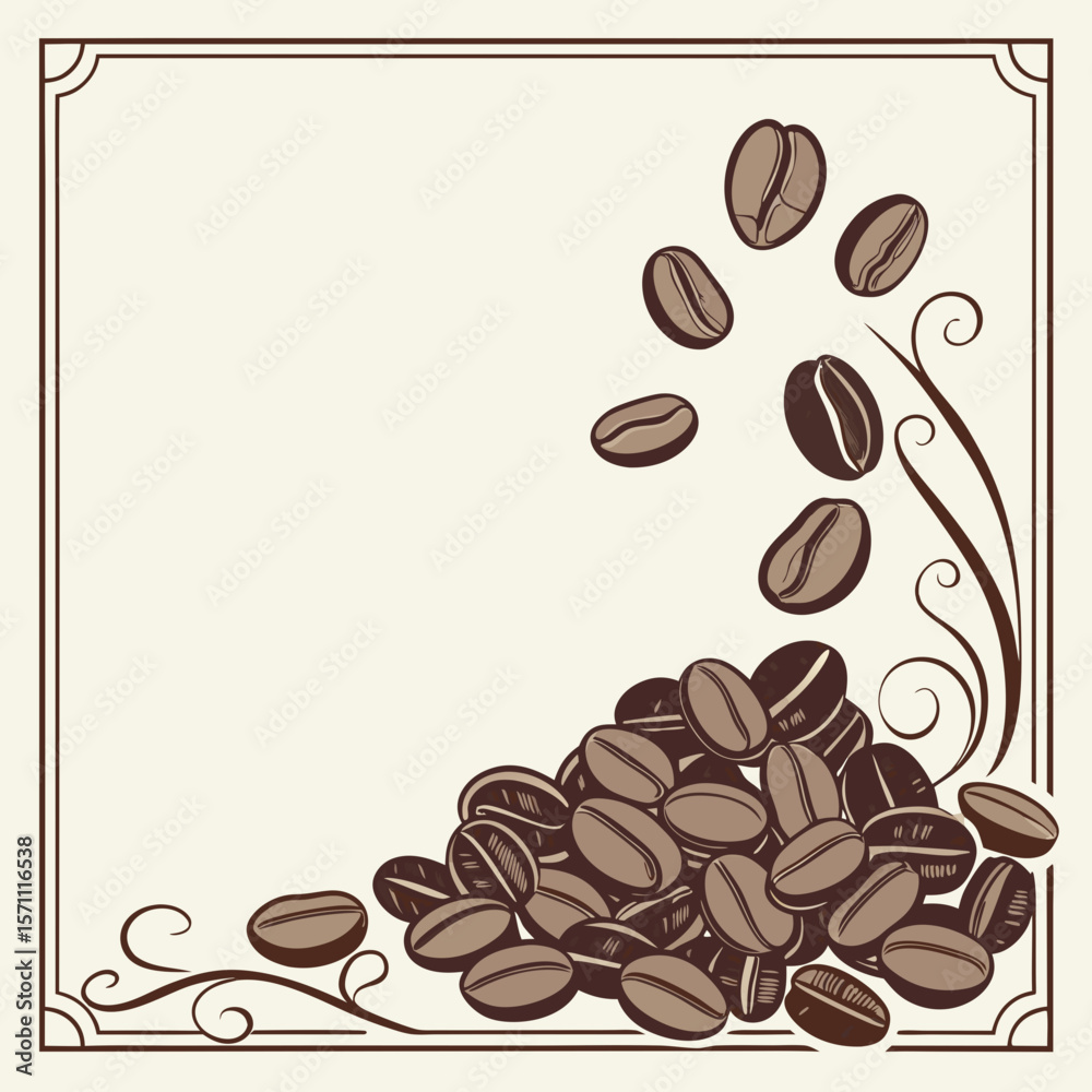 Obraz premium Coffee Beans Frame with Copy Space Design 