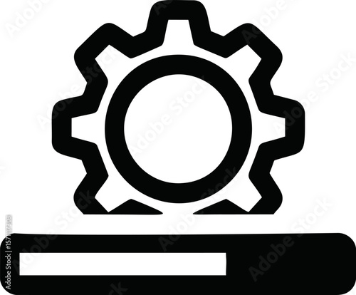 Black and white gear with progress bar symbolizing system update settings