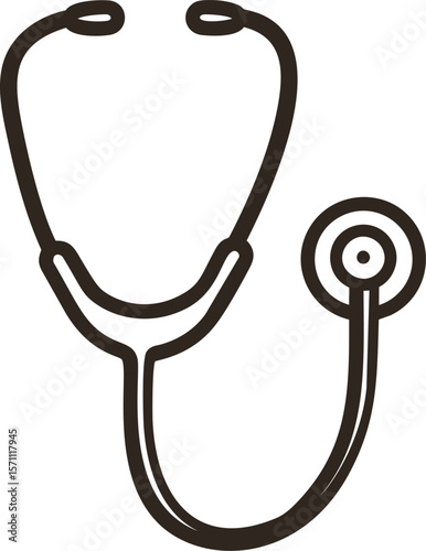 Illustration of a black stethoscope, medical concept