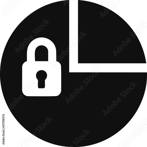 Black and white lock icon on a circular clock illustrating security