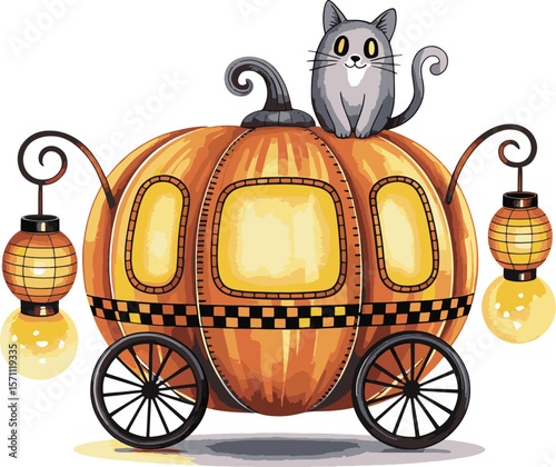 three wheeled tricycle for Halloween art design illustration premium quality