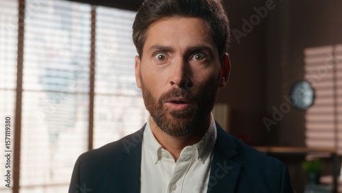 Fotografija Close up portrait emotional shocked stunned amazed surprised confused wonder Cau