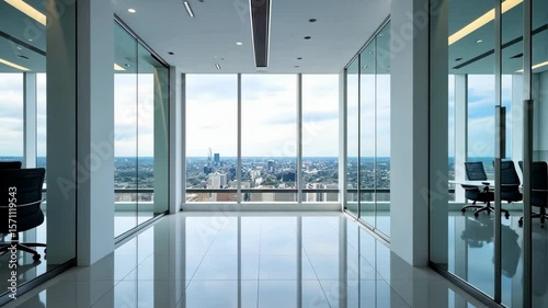 modern office space with minimalistic design and natural lighting, concept of workplace and architectural design, zoom in