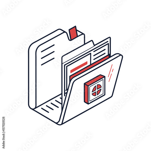 vector file folder icon with paper