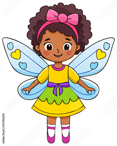 Cute cartoon fairy with wings 