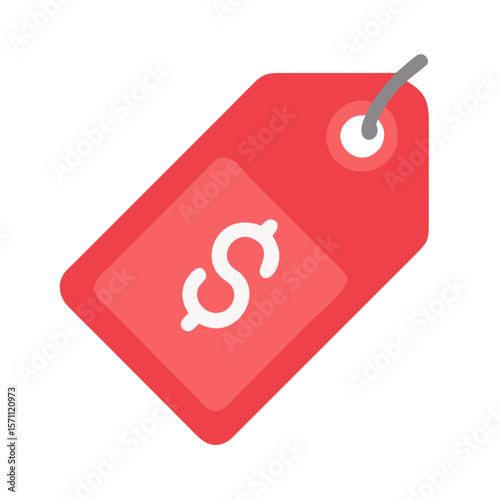 Modern red price tag symbol ideal for highlighting special deals, limited-time offers, and clearance sales in web and mobile applications.
