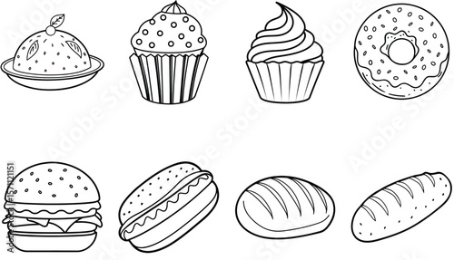 Assorted baked goods and fast food items cupcake donut
