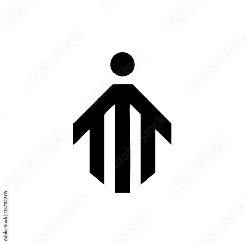 Abstract vector logo of an upward arrow forming from a stylized human figure, symbolizing ambition and personal growth.

