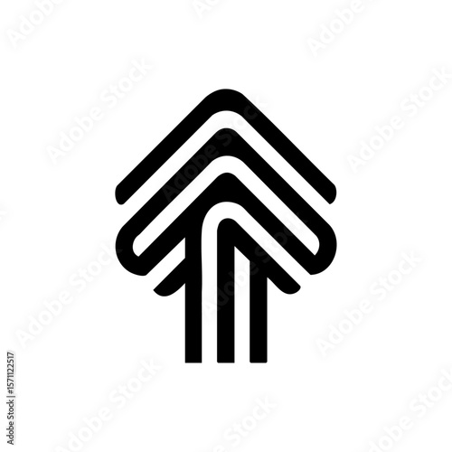 Abstract upward arrow formed from three nested elements, symbolizing innovation, growth, and forward momentum.

