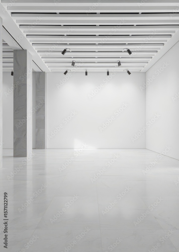 Fototapeta premium Blank white empty gallery space Empty room interior design architecture blank design room