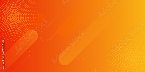 Abstract orange gradient background, with trendy geometric graphic design. Simple minimal square and dots halftone yellow and orange gradient pattern background eps