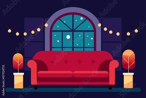 Luxurious Cozy Living Room With Velvet Sofa Marble Fireplace