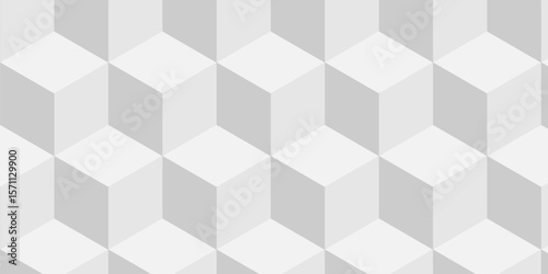 Abstract square white cubic seamless wall square shape backdrop texture. structure cube geometric wall and floor vector diamond hexagon triangle wallpaper background.	