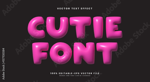 Foto Cutie font 3d inflated Style editable text effect template